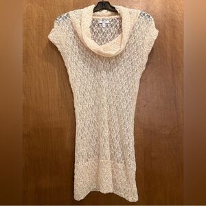 Cache Lace Cowl Neck Tunic in Cream